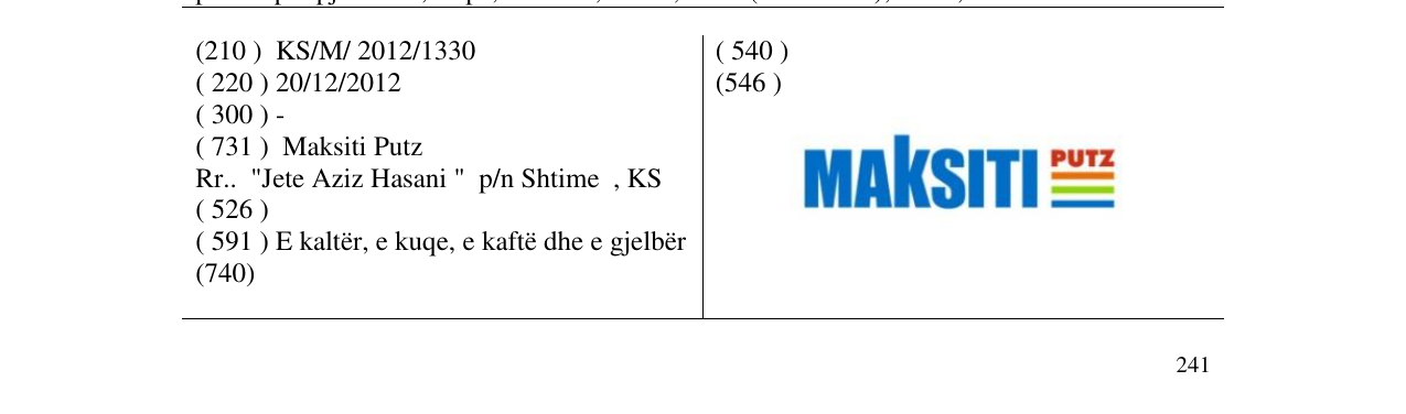 Zëri i markës MAKSITI PUTZ në buletin