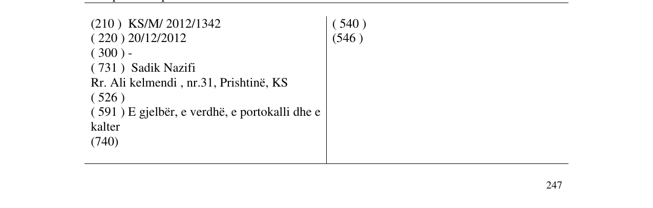 Zëri i markës sole KOSOVA në buletin