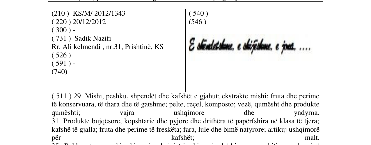 Zëri i markës E shëndetshme, e shijëshme, e jona. .... në buletin