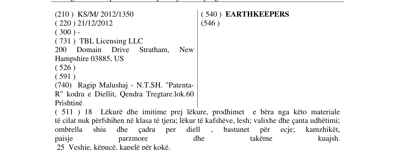 Zëri i markës EARTHKEEPERS në buletin