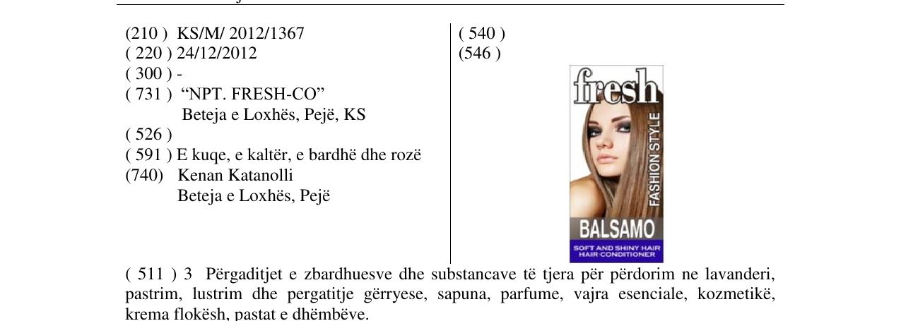 Zëri i markës fresh BALSANO në buletin