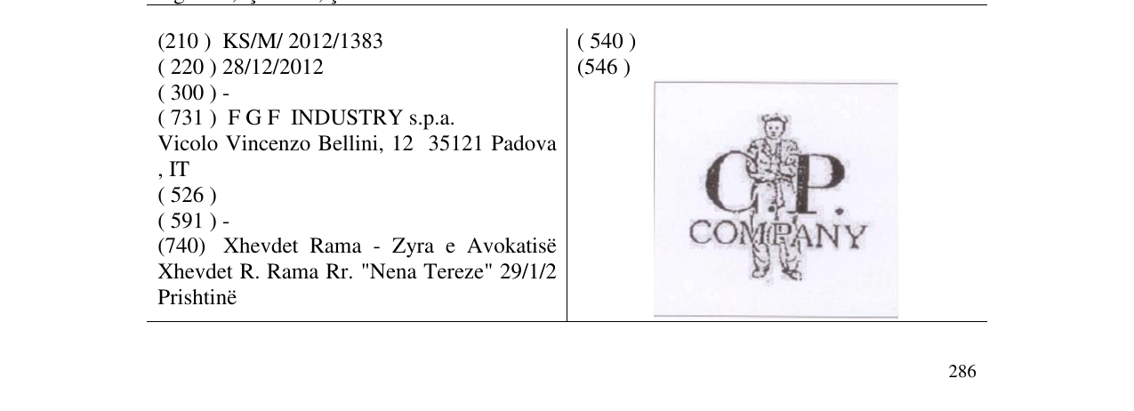 Zëri i markës C. P. COMPANY në buletin