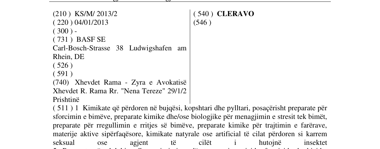 Zëri i markës CLERAVO në buletin