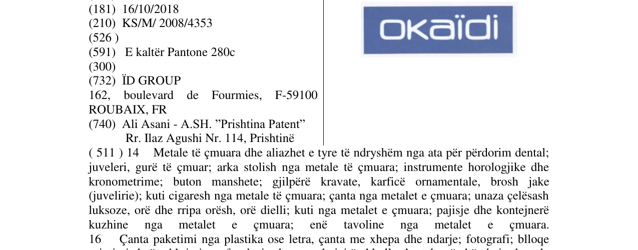 Zëri i markës OKAIDI në buletin