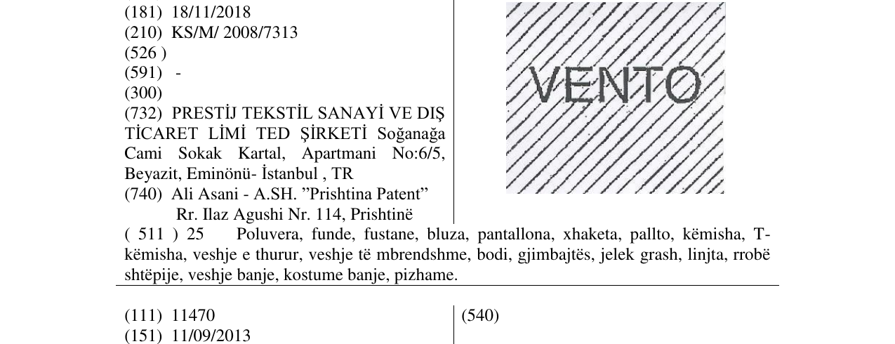 Zëri i markës VENTO në buletin