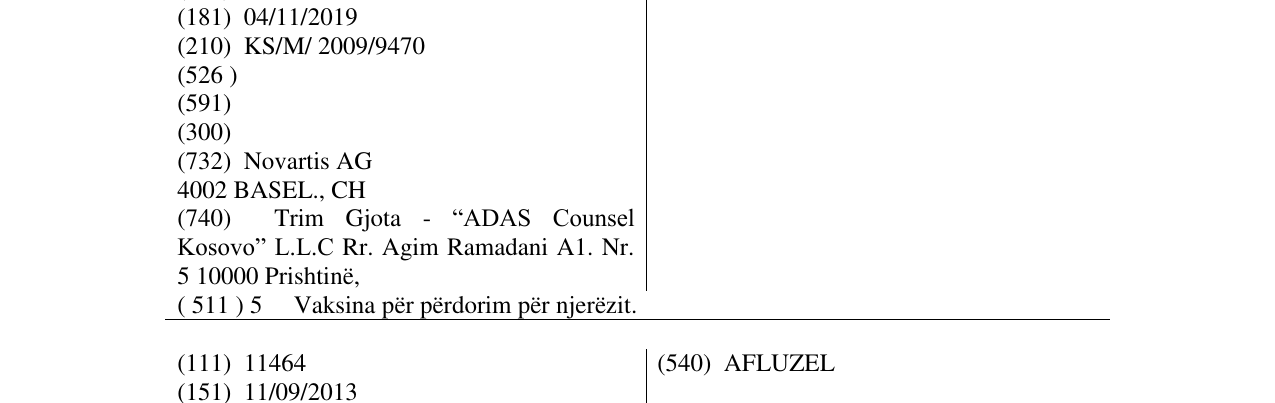 Zëri i markës PANVAX në buletin