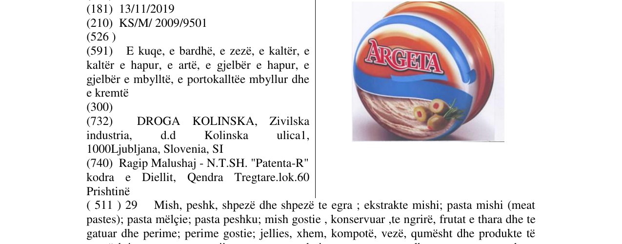 Zëri i markës ARGETA në buletin