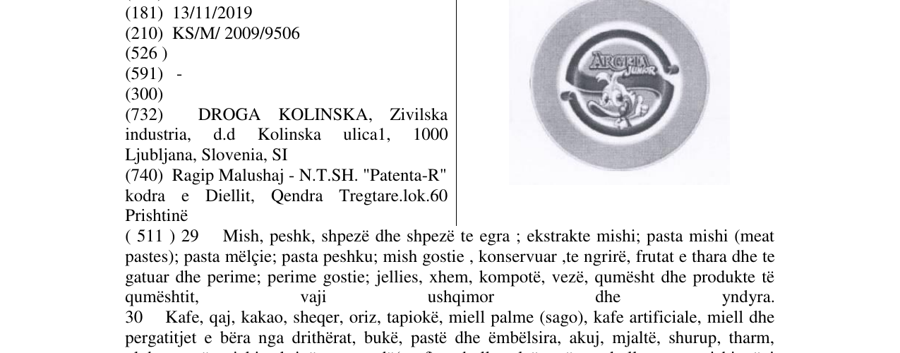 Zëri i markës ARGETA JUNiOR në buletin