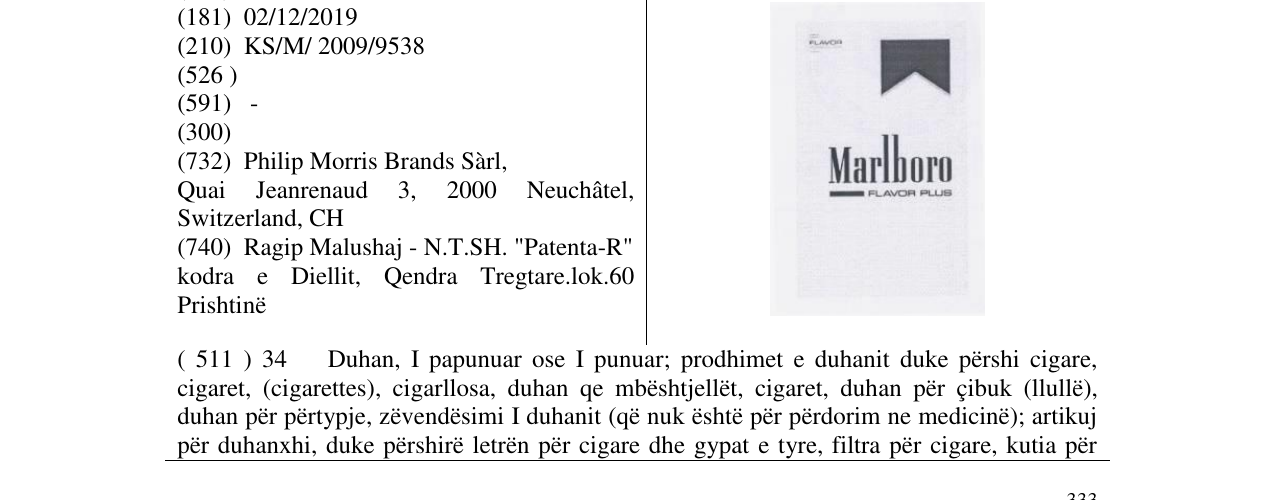 Zëri i markës Marlboro në buletin