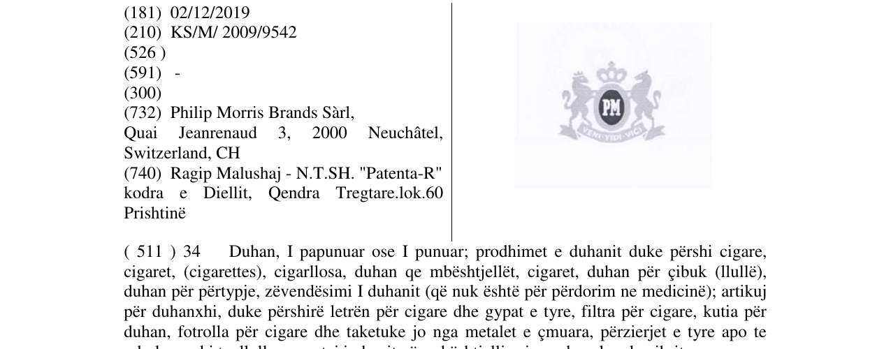 Zëri i markës PM në buletin