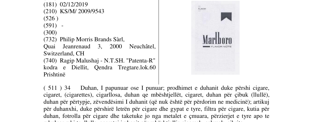 Zëri i markës Marlboro në buletin