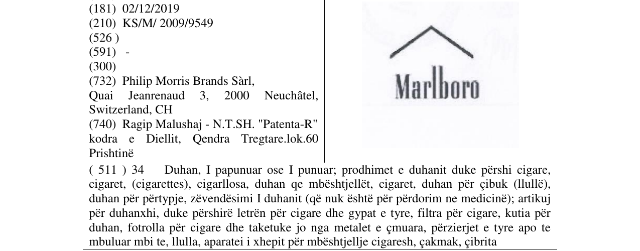 Zëri i markës Marlboro në buletin