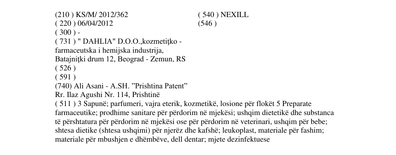 Zëri i markës NEXILL në buletin