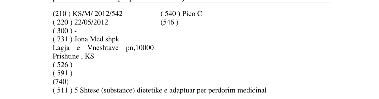 Zëri i markës Pico C në buletin