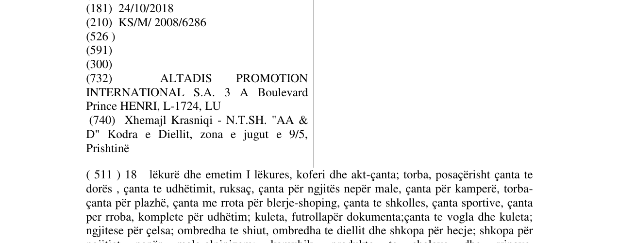 Zëri i markës GITANES në buletin