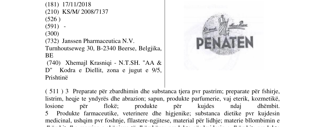 Zëri i markës PENATEN në buletin