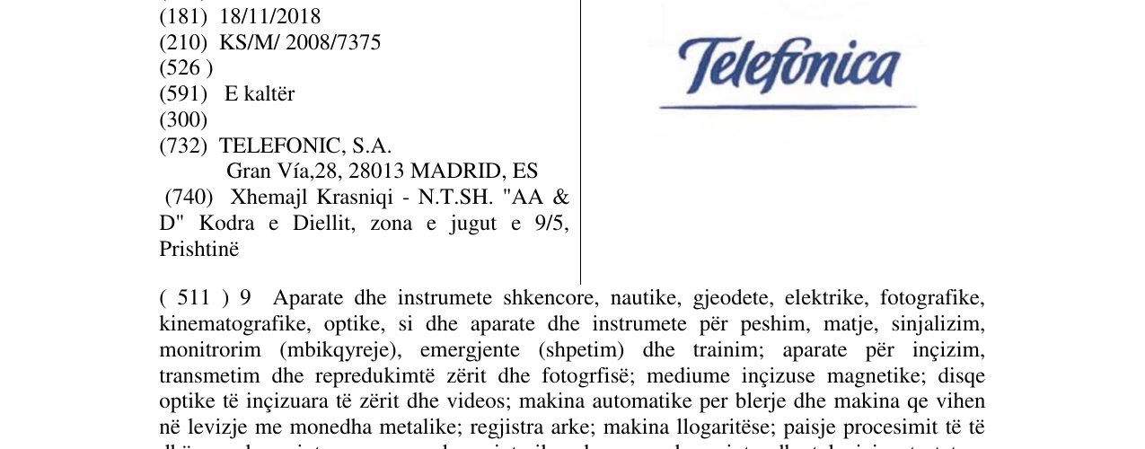 Zëri i markës Telefonica në buletin