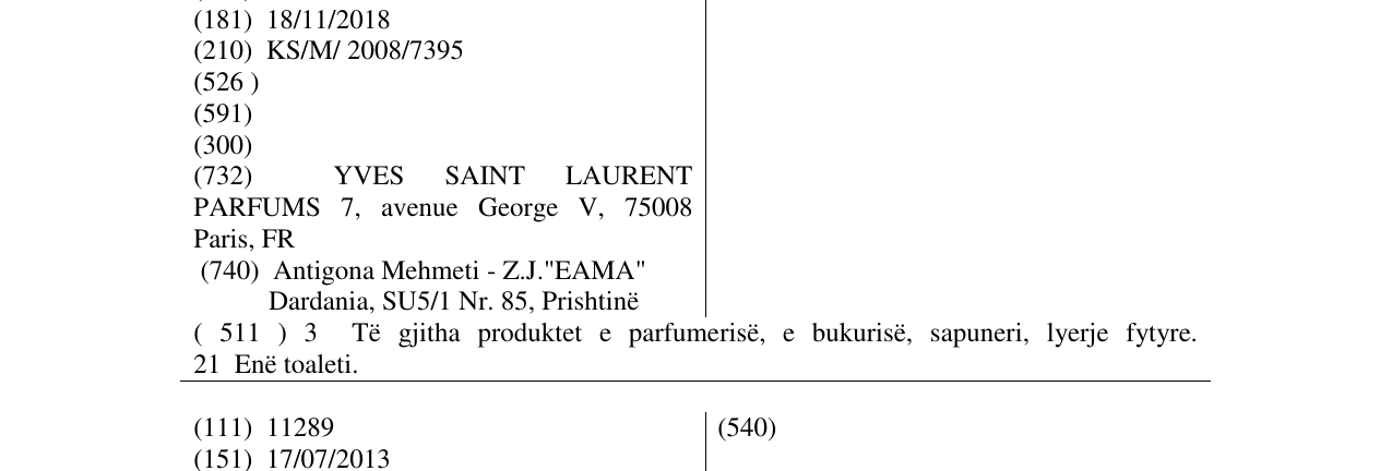 Zëri i markës OPIUM në buletin