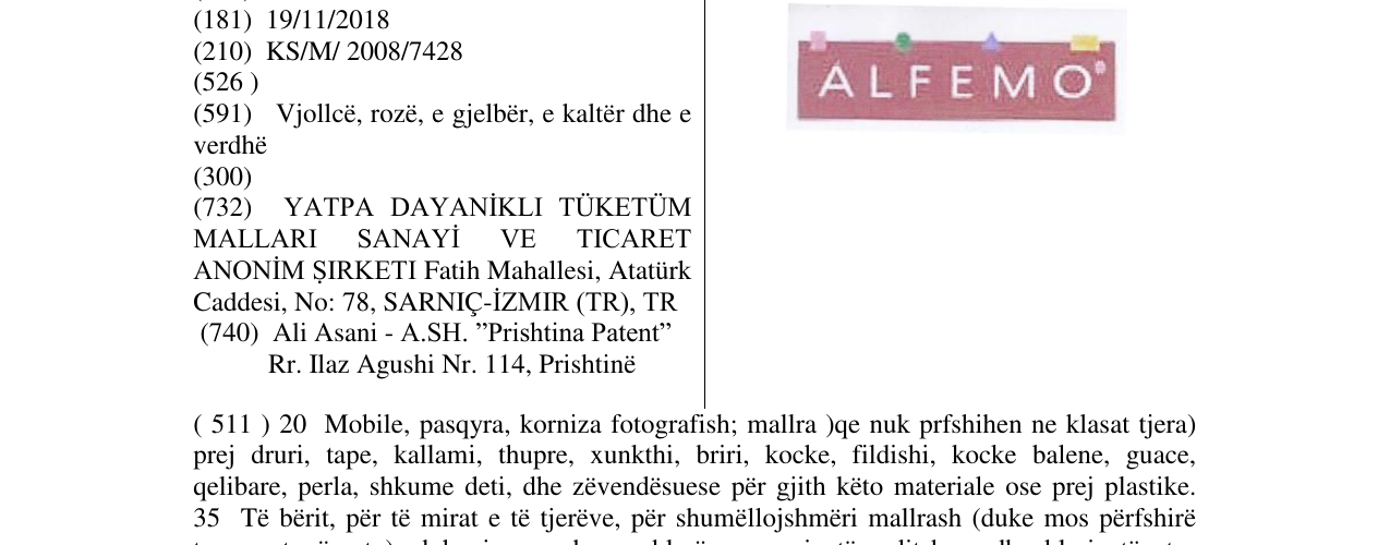 Zëri i markës ALFEMO në buletin