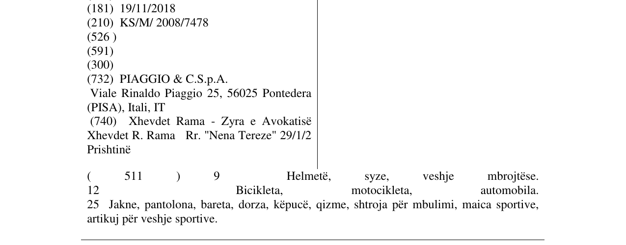 Zëri i markës APRILIA në buletin