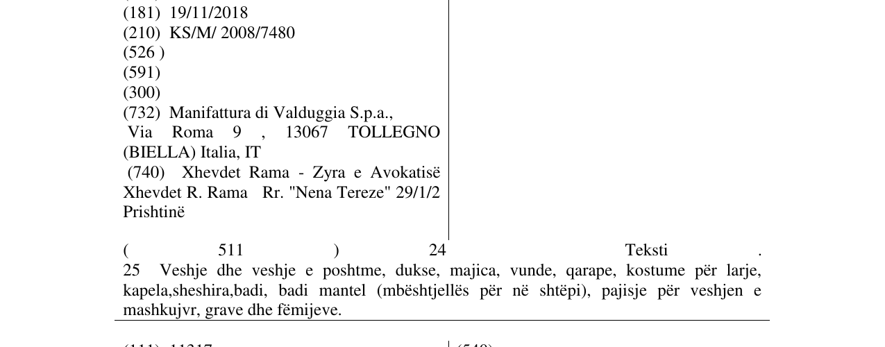 Zëri i markës ZEPHIRDIRAGNO në buletin