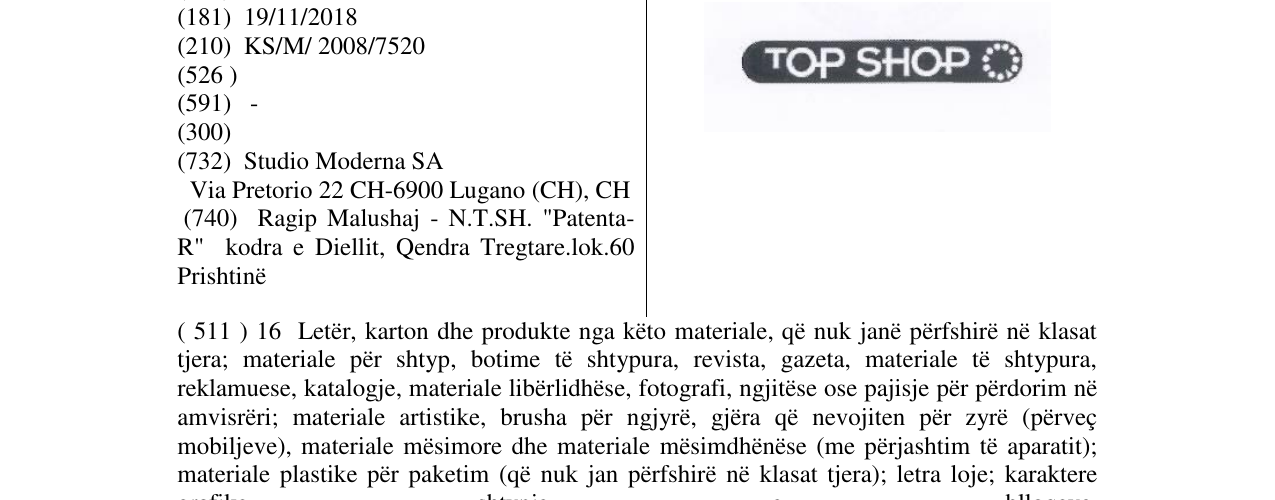 Zëri i markës Markë figurative në buletin