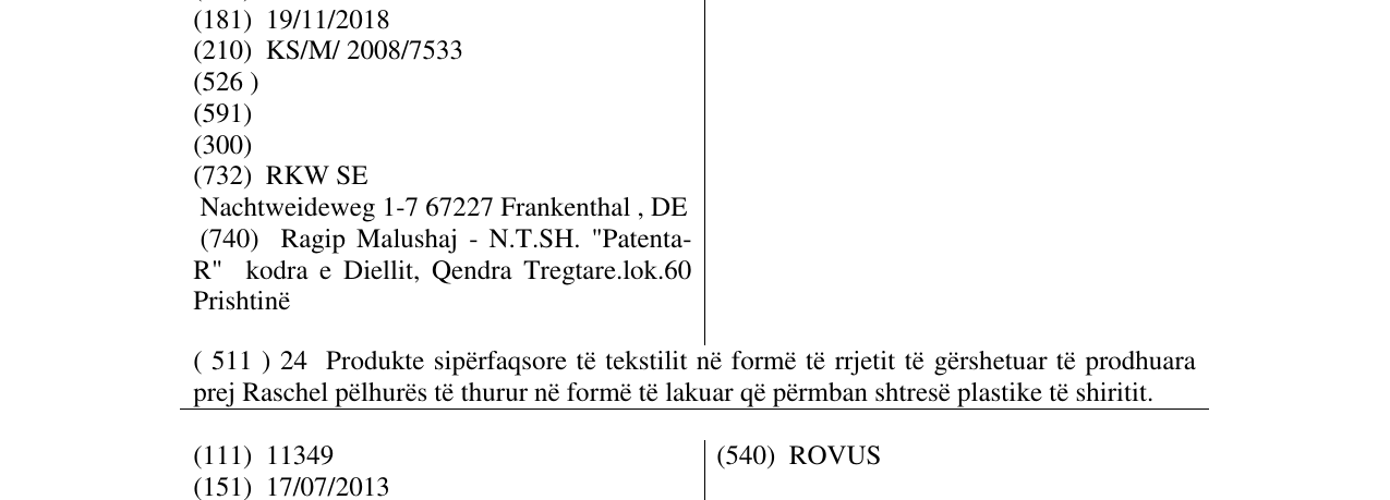 Zëri i markës RONDOTEX në buletin