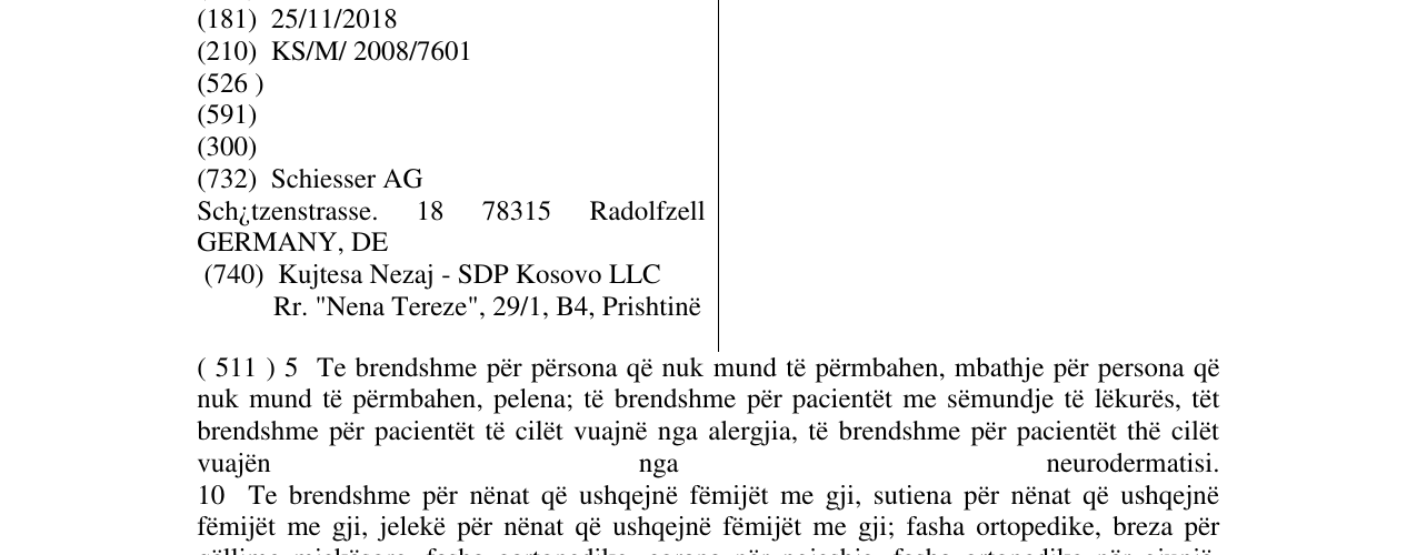 Zëri i markës SCHIESSER në buletin