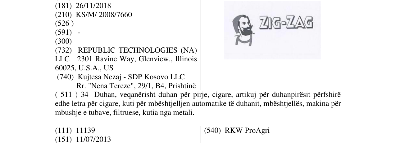 Zëri i markës ZIG-ZAG në buletin