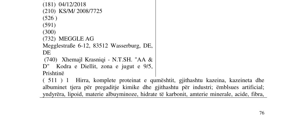 Zëri i markës MEGGLE në buletin