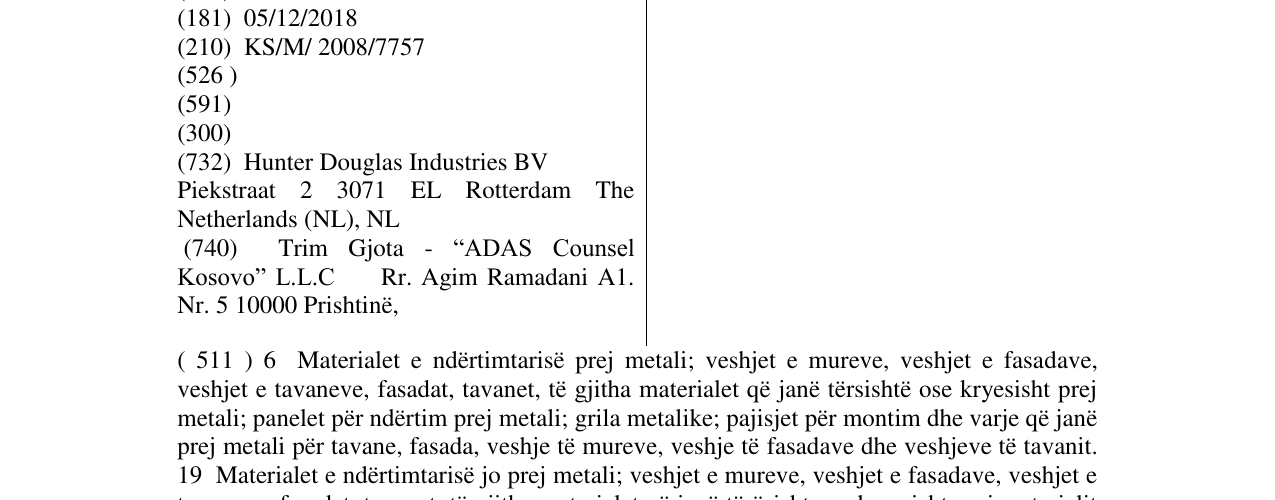 Zëri i markës QUADROCLAD në buletin