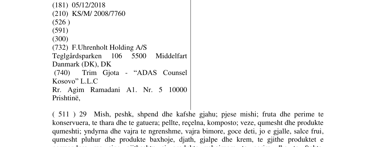 Zëri i markës UHRENHOLT në buletin