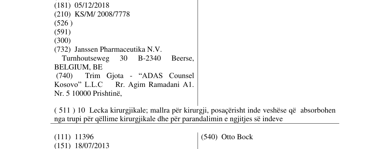 Zëri i markës GYNECARE INTERCEED në buletin