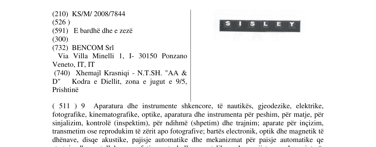 Zëri i markës SISLEY në buletin