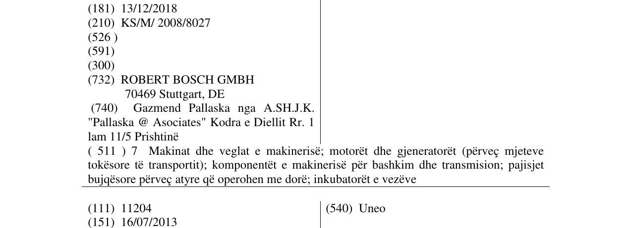 Zëri i markës VALICARE në buletin