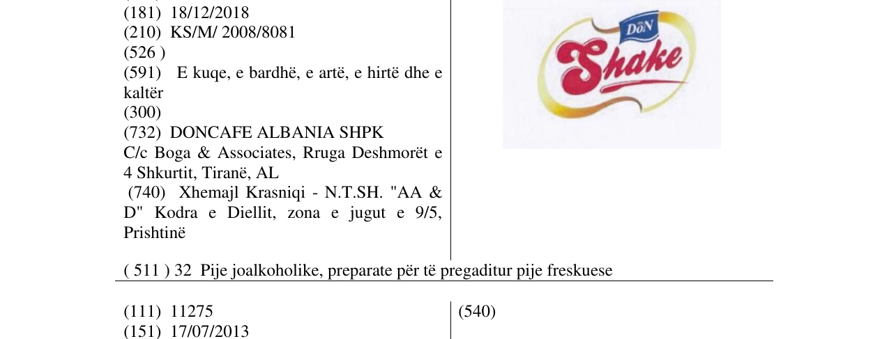 Zëri i markës Shake në buletin