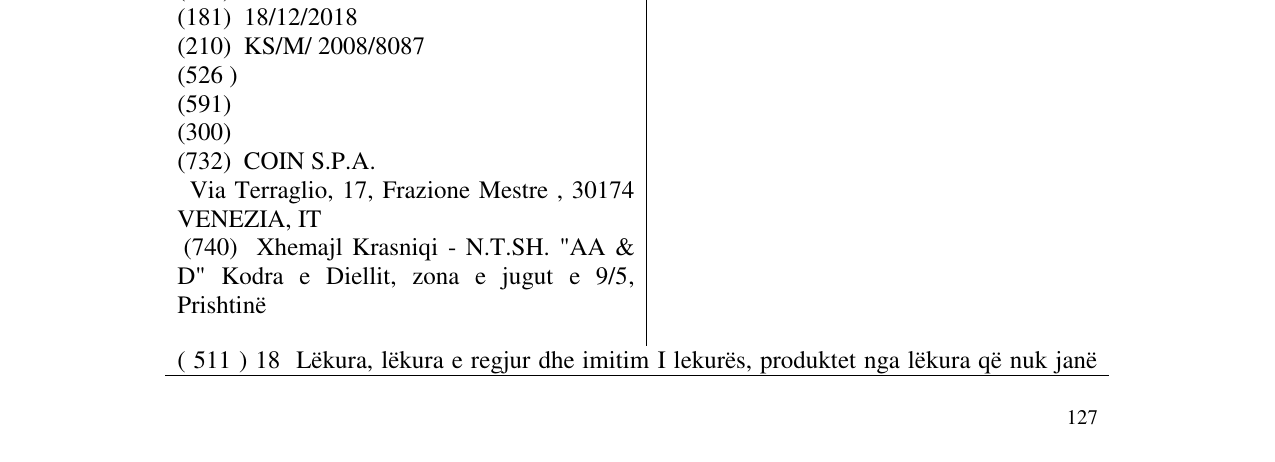 Zëri i markës MELINA në buletin