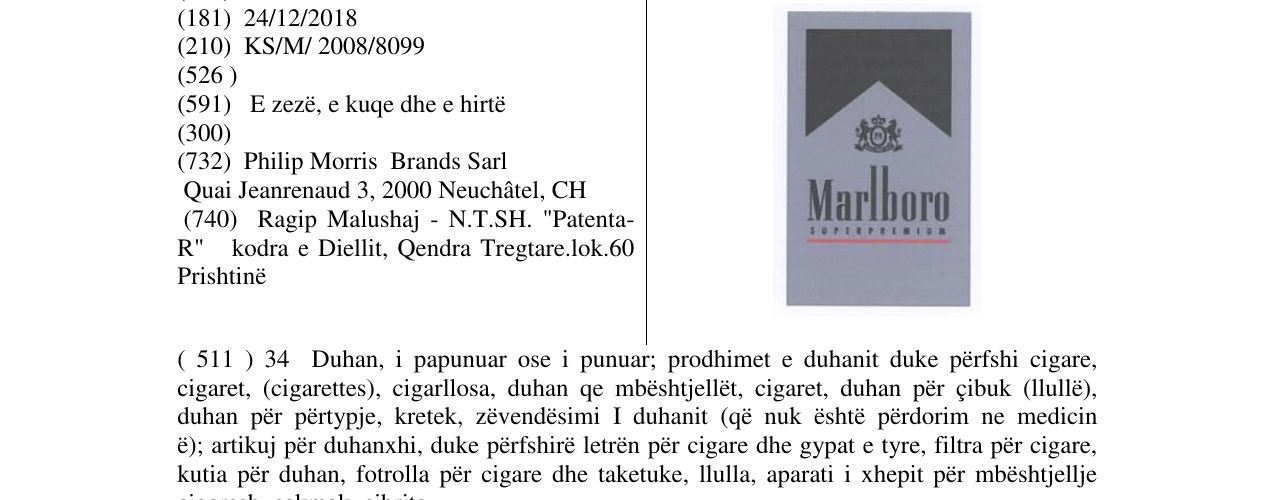 Zëri i markës Marlboro në buletin
