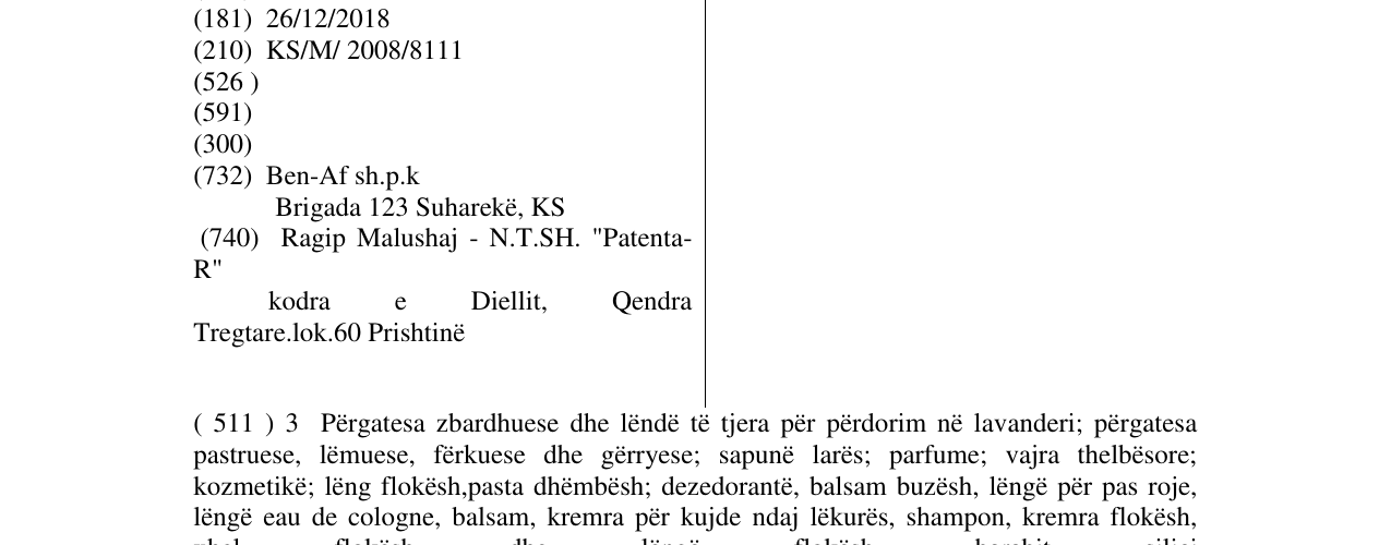 Zëri i markës FLOR-EN në buletin