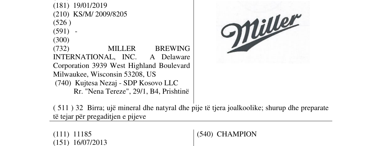 Zëri i markës miller në buletin