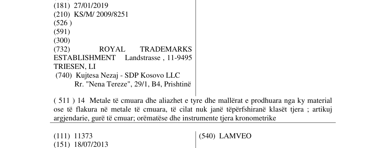 Zëri i markës CHRONOTECH në buletin