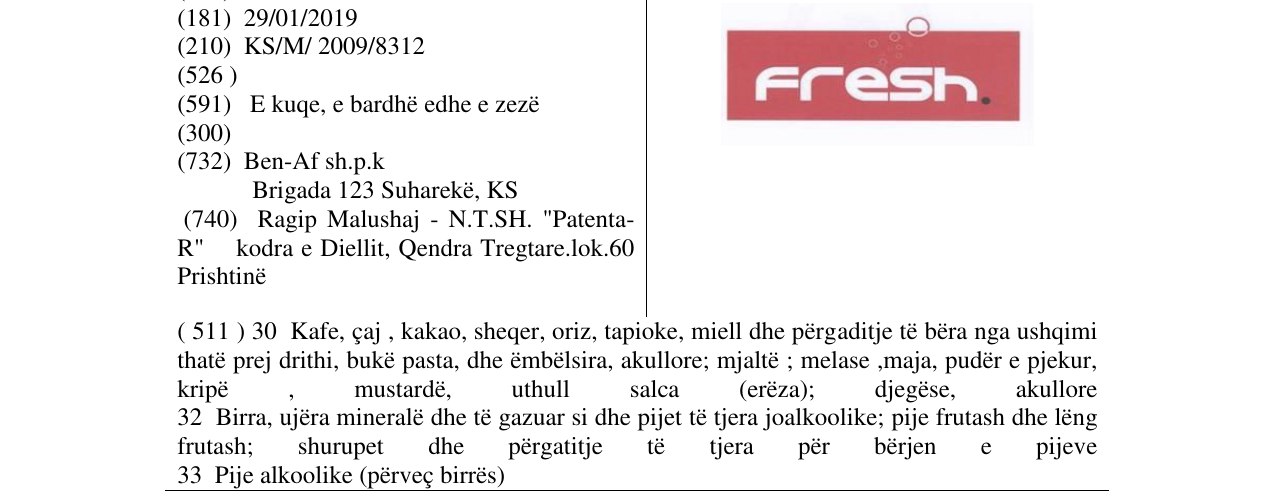 Zëri i markës Fresh në buletin