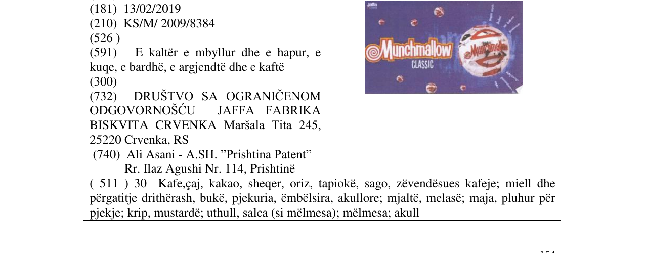Zëri i markës Munchmallow CLASSIC në buletin