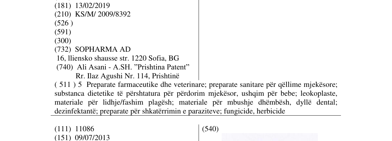 Zëri i markës SOPHAMET në buletin