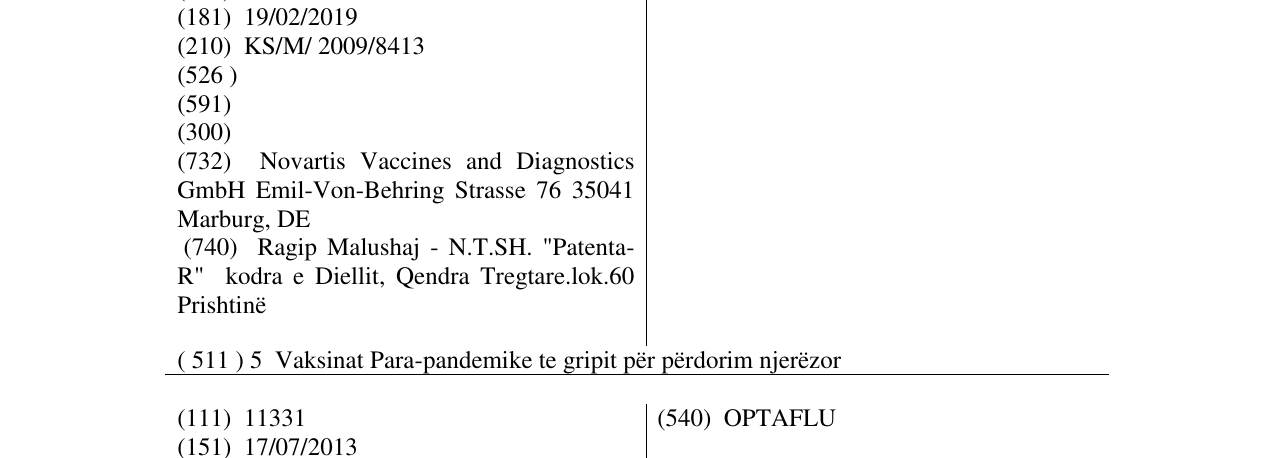 Zëri i markës AFLUNOV në buletin