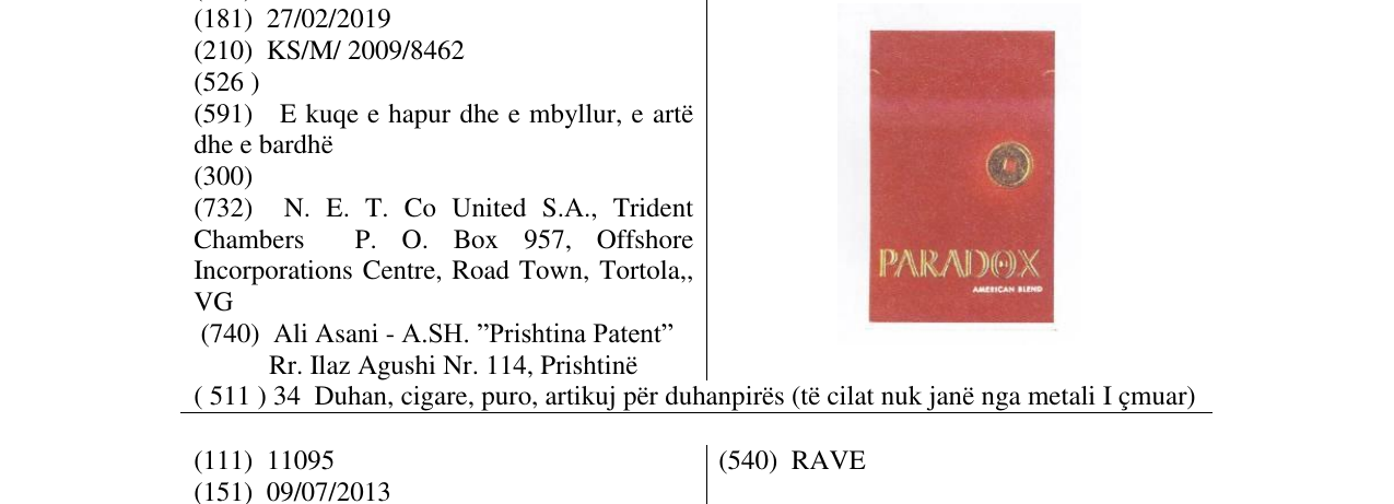 Zëri i markës PARADOX në buletin