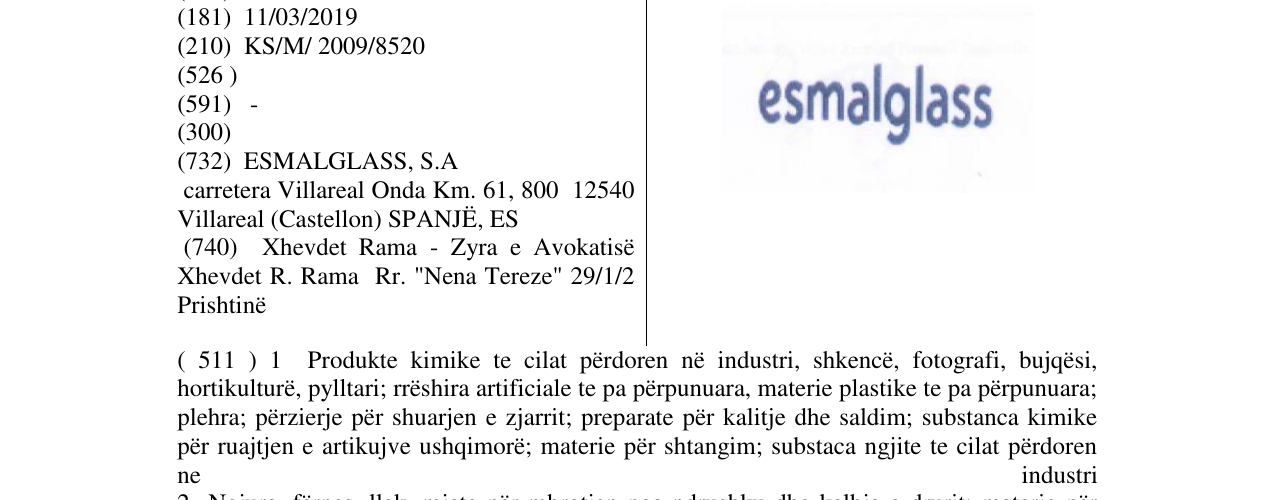 Zëri i markës esmalglass në buletin