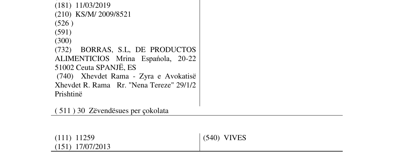 Zëri i markës MARUJA në buletin