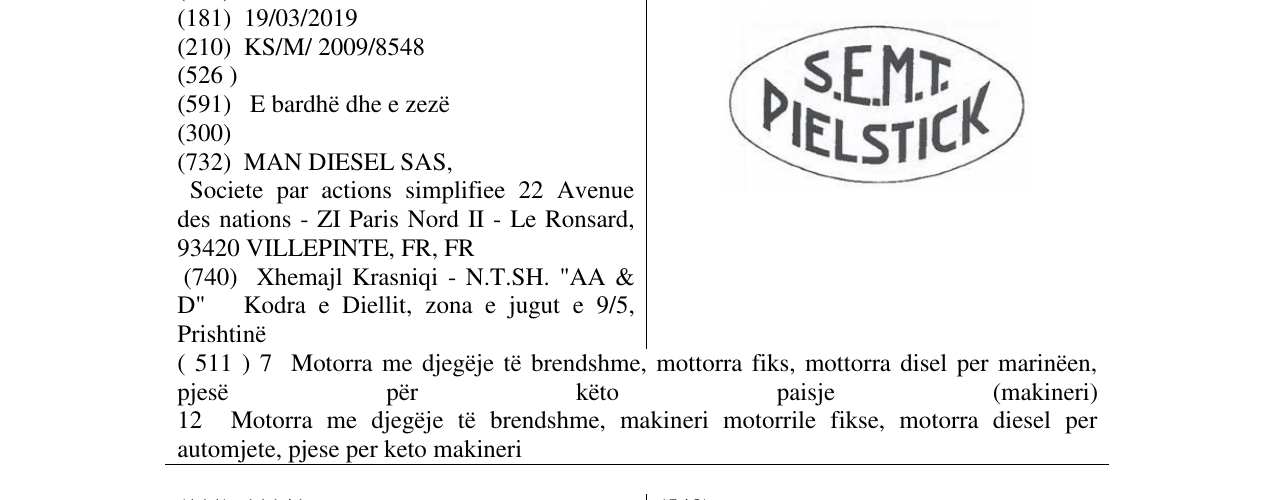 Zëri i markës S.E.M.T PIELSTICK në buletin
