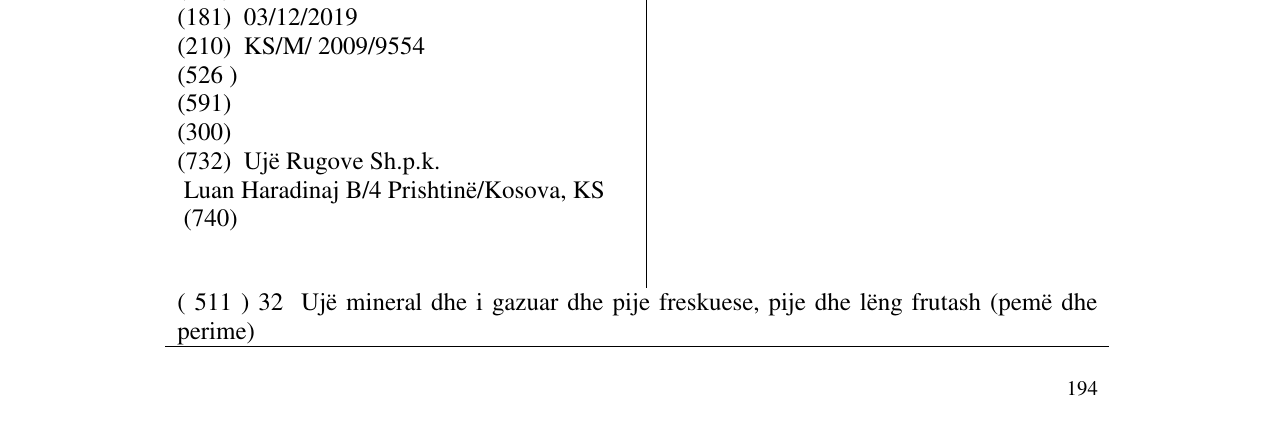 Zëri i markës E PIFSHI PËR SHNET në buletin